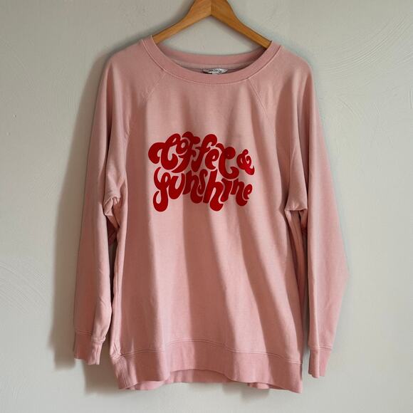 Wildfox Pink Coffee & Sunshine Oversized Felt Sweater - Picture 2 of 9